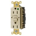 Bryant GFCI Receptacle, Self Test, Hospital Grade, 15A 125V, 2-Pole 3-Wire Grounding, 5-15R, Ivory GFST82I